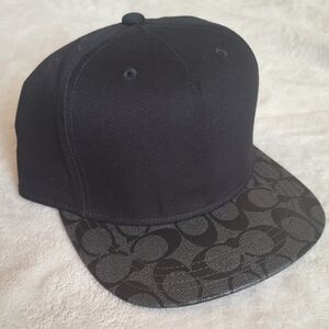 Coach Designer Black Snapback With Pattern Brim